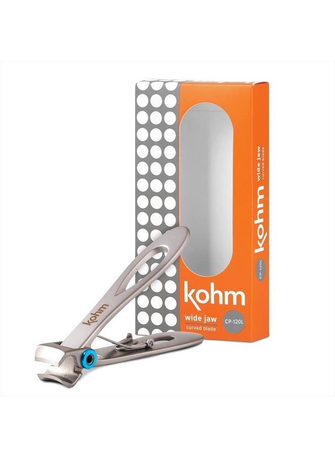 Kohm Nail Clippers for Thick Nails - Heavy Duty, Wide Mouth Professional Fingernail and Toenail Clippers for Men, Women & Seniors, Silver - Image 1