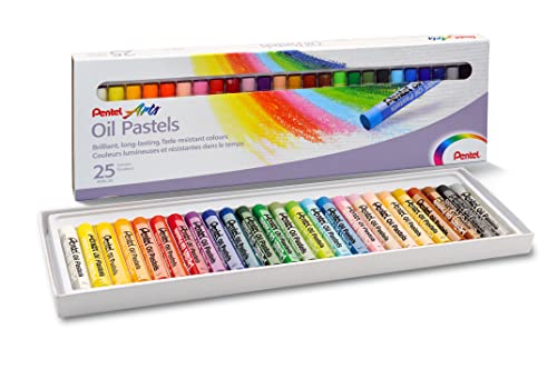 Pentel Arts Oil Pastels, Assorted colours, 1 pack of 25 sticks - Image 1