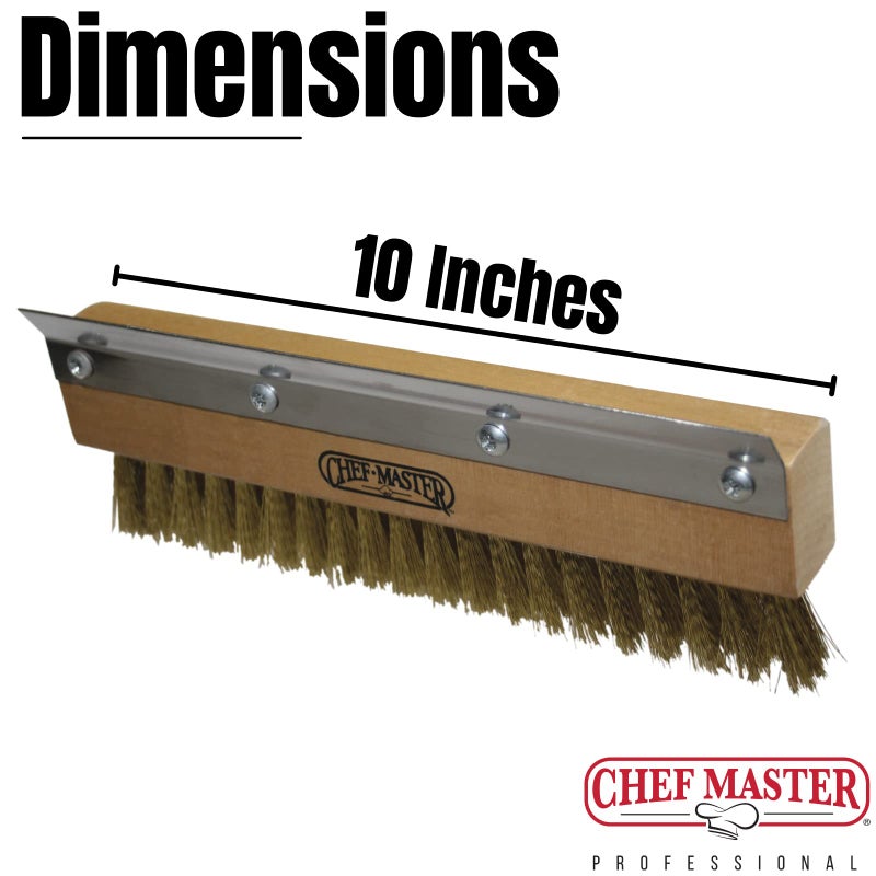 Chef-Master 90046 Pizza Brush Head Replacement | Attaches to the 90041 Pizza Oven Brush | Stainless Steel Scraper Blade | Heavy-duty Brass Bristles | 10" Long Pizza Brush Head - Image 2