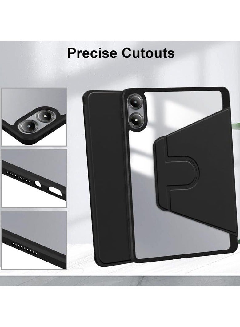 VKL Clear Back Case Compatible with Honor Pad 9 PRO / V8 PRO 12.1 inch with Pen Holder, 360 Degree Swivel Stand Flip Smart Tablet Cover Auto Sleep/Wake Tablet Case (Black) - Image 4