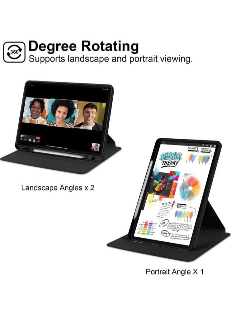 VKL Clear Back Case Compatible with Honor Pad 9 PRO / V8 PRO 12.1 inch with Pen Holder, 360 Degree Swivel Stand Flip Smart Tablet Cover Auto Sleep/Wake Tablet Case (Black) - Image 3