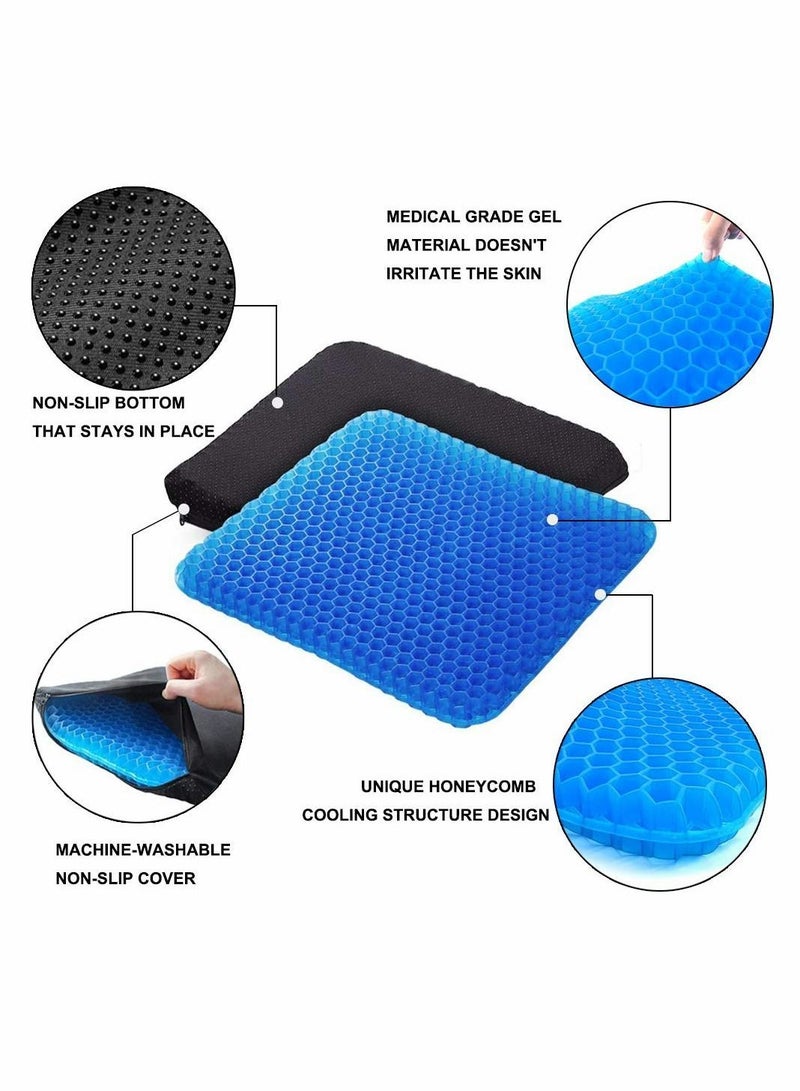 Gel Seat Cushion Double Thick Egg with Non slip Cover, Coccyx for Back u0026 Sciatica Pain Office chair Car Honeycomb Breathable Design, Durable, Portable - Image 3