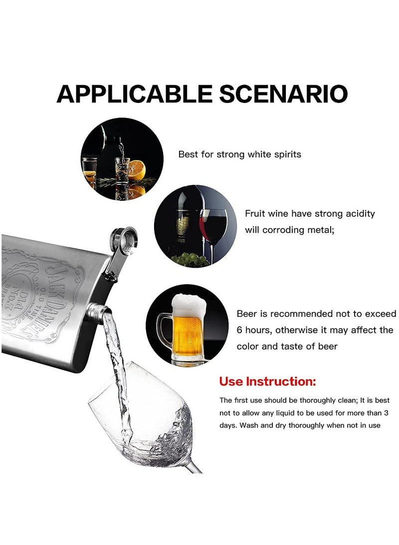 Stainless Steel Hip Flask Set with 2 Cups and Funnel, Perfect for Travel and Outdoor Activities, Great Gift for Any Occasion (Silver 210ml)  - Image 3
