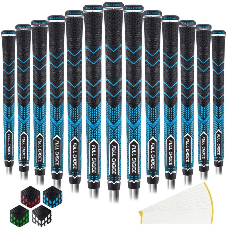 Full Choice Rubber Golf Grips 13 Pack, High Traction and Feedback, Non-Slip, Advanced Texture Control, 13 Grips Set, Blue, Standard Size, RG01 Golf Club Grips - Image 1