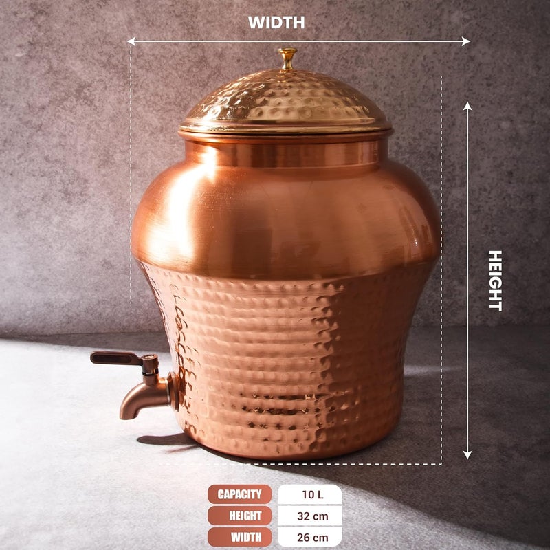 Healthsmith Healthsmith Pure Copper Mushroom Water Dispenser Leak Proof Water Dispenser with Tap 8 Liters 32 cm x 26 cm  - Image 4