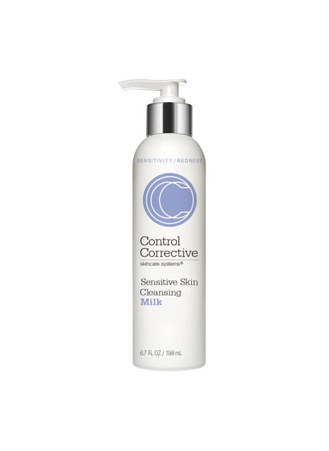 CONTROL CORRECTIVE Sensitive Skin Cleansing Milk, 6.7 Oz - Creamy, Calming Cleanser With Soothing Liden Flower, Gentle, Comfrey, Aloe Vera, Chamomomile Extracts, Removes Make-Up & Daily Build Up
