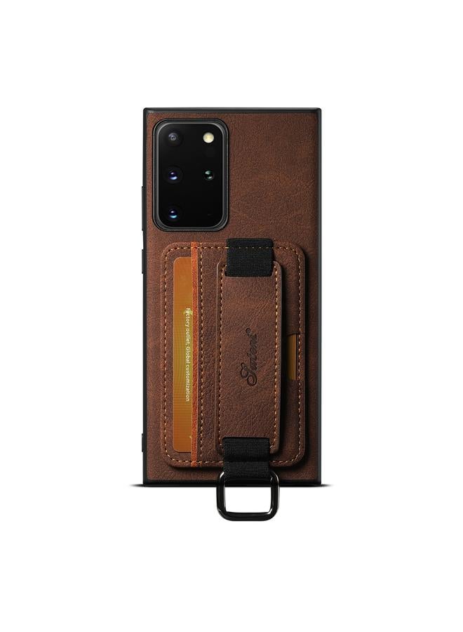 Suteni Case For Samsung Galaxy Note20 5G H13 Litchi Leather Wrist Strap Wallet Back Phone Case - Image 1