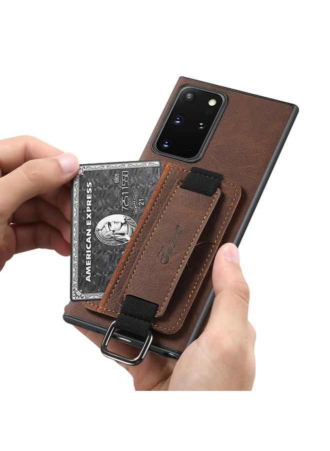 Suteni Case For Samsung Galaxy Note20 5G H13 Litchi Leather Wrist Strap Wallet Back Phone Case - Image 4