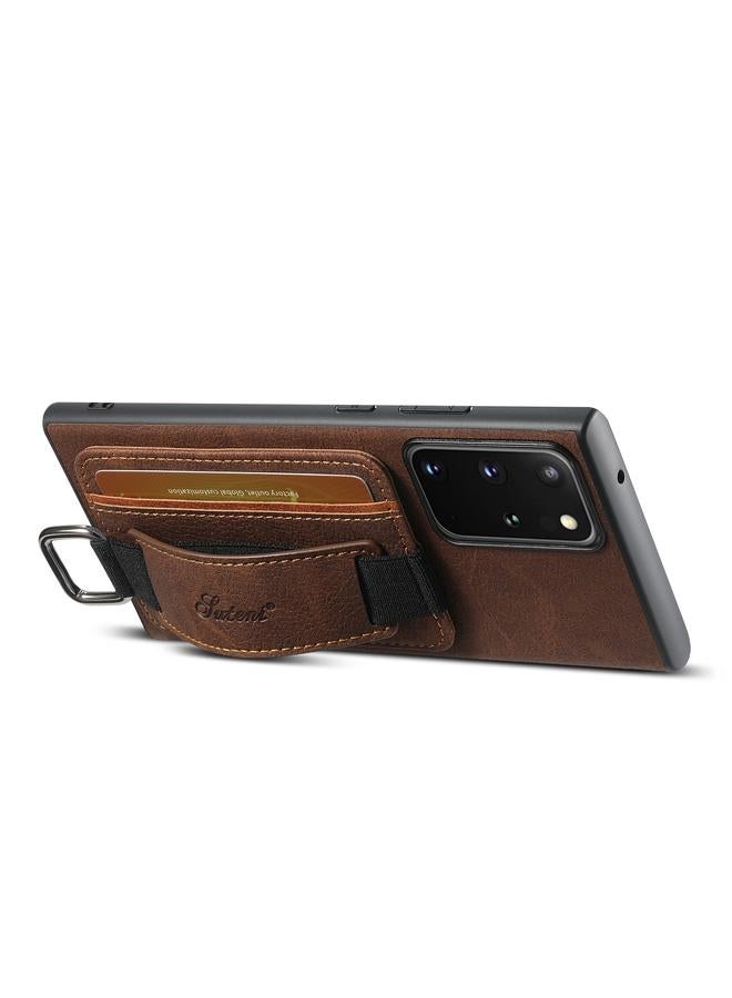 Suteni Case For Samsung Galaxy Note20 5G H13 Litchi Leather Wrist Strap Wallet Back Phone Case - Image 2