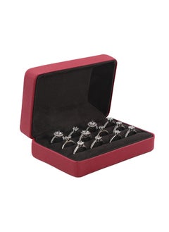 Portable Jewelry Rings Organizers, Ring Storage Boxes for Multiple Rings, Stylish Travel Jewelry Case for rings, earrings, brooches and cufflinks (Red)