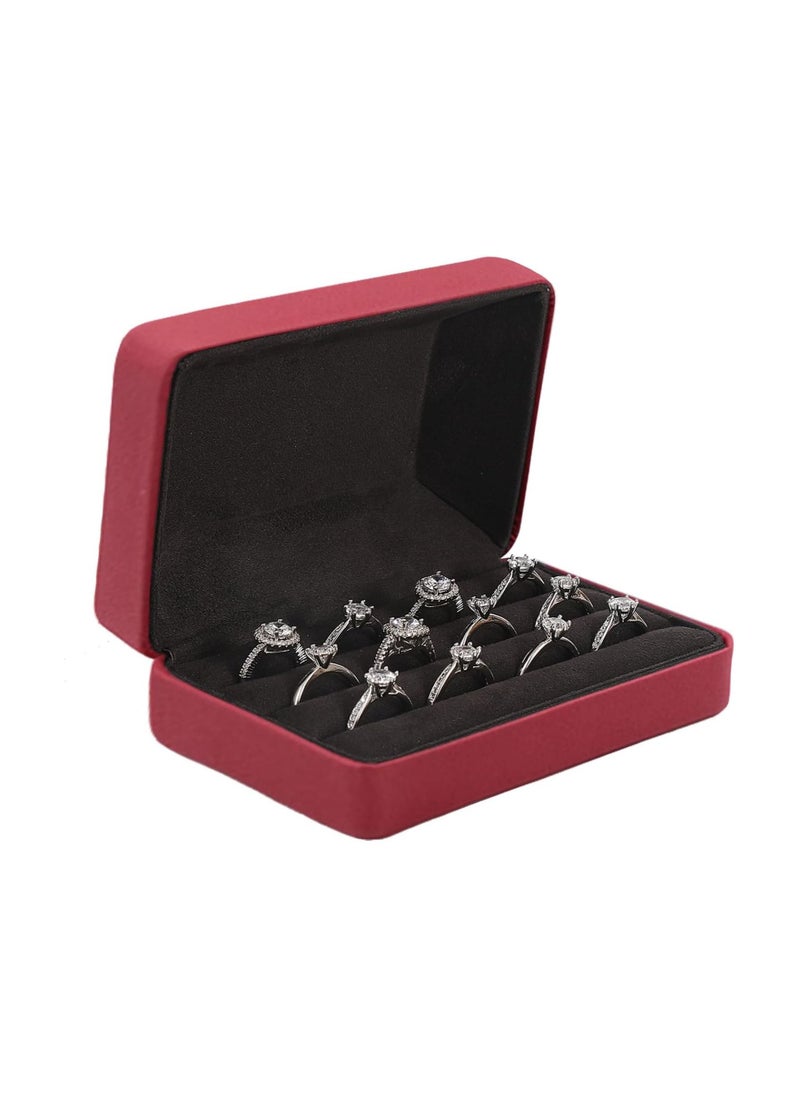 KASTWAVE - Portable Jewelry Rings Organizers, Ring Storage Boxes for Multiple Rings, Stylish Travel Jewelry Case for rings, earrings, brooches and cufflinks (Red) - Image 1