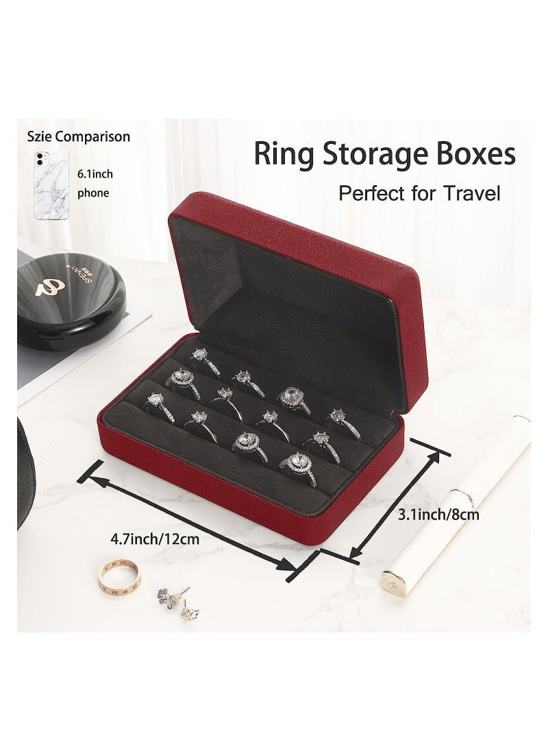 KASTWAVE - Portable Jewelry Rings Organizers, Ring Storage Boxes for Multiple Rings, Stylish Travel Jewelry Case for rings, earrings, brooches and cufflinks (Red) - Image 1