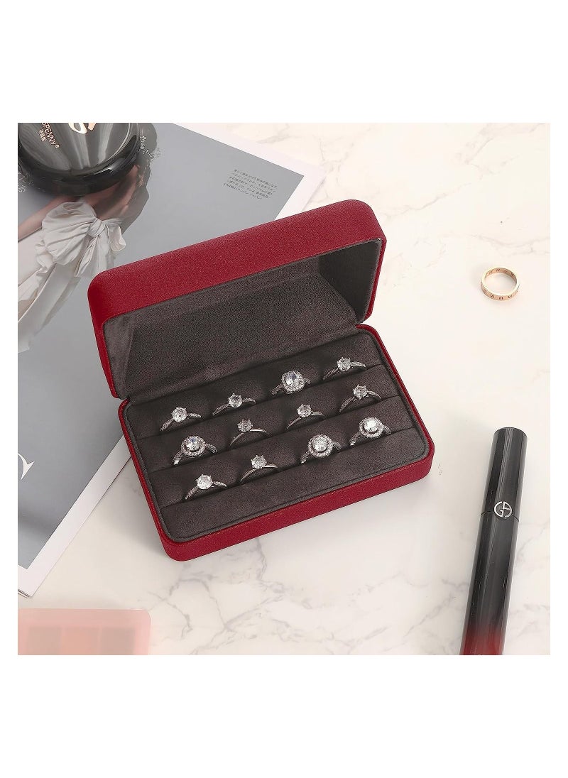 KASTWAVE - Portable Jewelry Rings Organizers, Ring Storage Boxes for Multiple Rings, Stylish Travel Jewelry Case for rings, earrings, brooches and cufflinks (Red) - Image 1