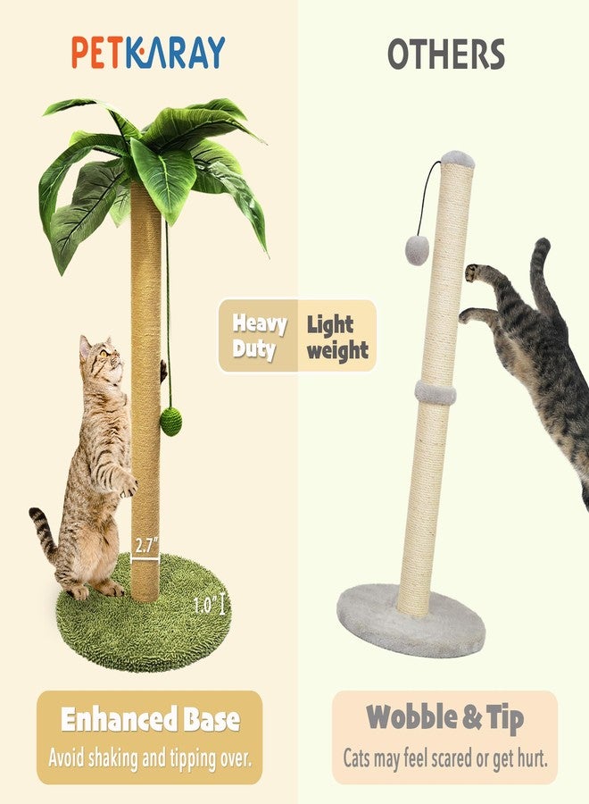 PETKARAY Cat Scratching Post, 36" Tall Palm Tree Cat Scratching Post, Sisal Cat Scratcher with Toy Ball for Indoor Kittens, Large Size - Image 5