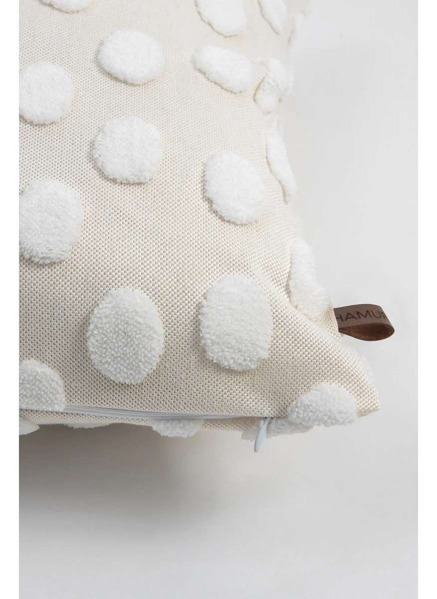 Hamur Dough Bohemian Special Design Punch Punch Pattern Rectangular Throw Pillow Cover Point Ecru