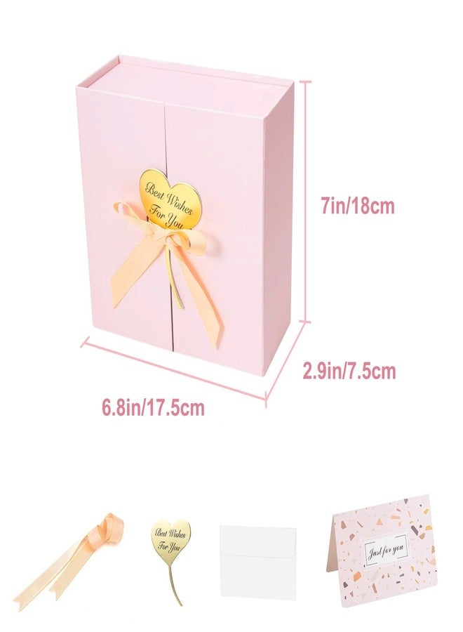 CHARMGIFTBOX 7x7x3 Inch Pink Gift Boxes with Lids, Small Pink Gift Box with Ribbon Card Fancy Gift Wrap Boxes for Anniversary, Bridal Showers, Weddings, Girlfriend, Bridesmaids Gifts, Mother's day - Image 2