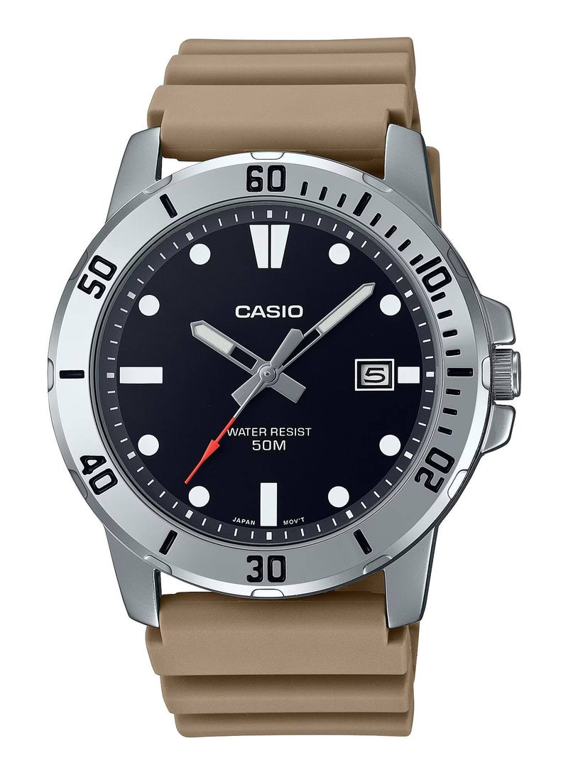 Water Resistant Analog Quartz Rubber Strap Men's Watch MTP-VD01-5EV