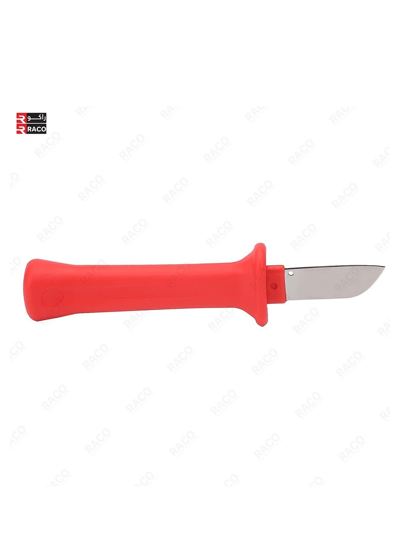 RACO Stripping Knife, Electrician Cable Knife with High-Accuracy Grinding Comfortable Insulated Handle, High Carbon Steel Blade with Plastic Scabbard for Wire and Cable Stripping - Image 4