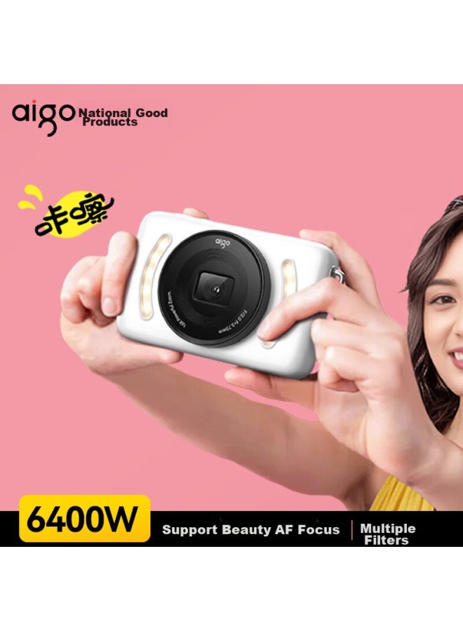 Aigo E3 Student Digital Camera, Compact Camera For Girls, High-definition For Campus, Travel, Birthday Gift, Affordable Alternative To Ccd, Dual Rear Cameras For Selfies, 32gb White - Image 2