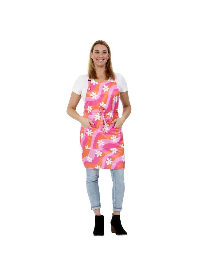 Plum Hill Groovy Pink Apron for Women - Cosmetology Apron for Hair Stylist, Nail Tech, Esthetician, Bleach Proof - Hairdresser Apron with Pockets - Image 3