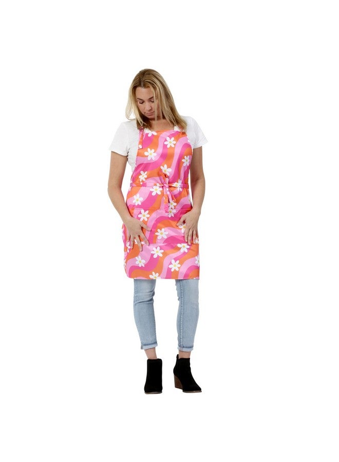 Plum Hill Groovy Pink Apron for Women - Cosmetology Apron for Hair Stylist, Nail Tech, Esthetician, Bleach Proof - Hairdresser Apron with Pockets - Image 4