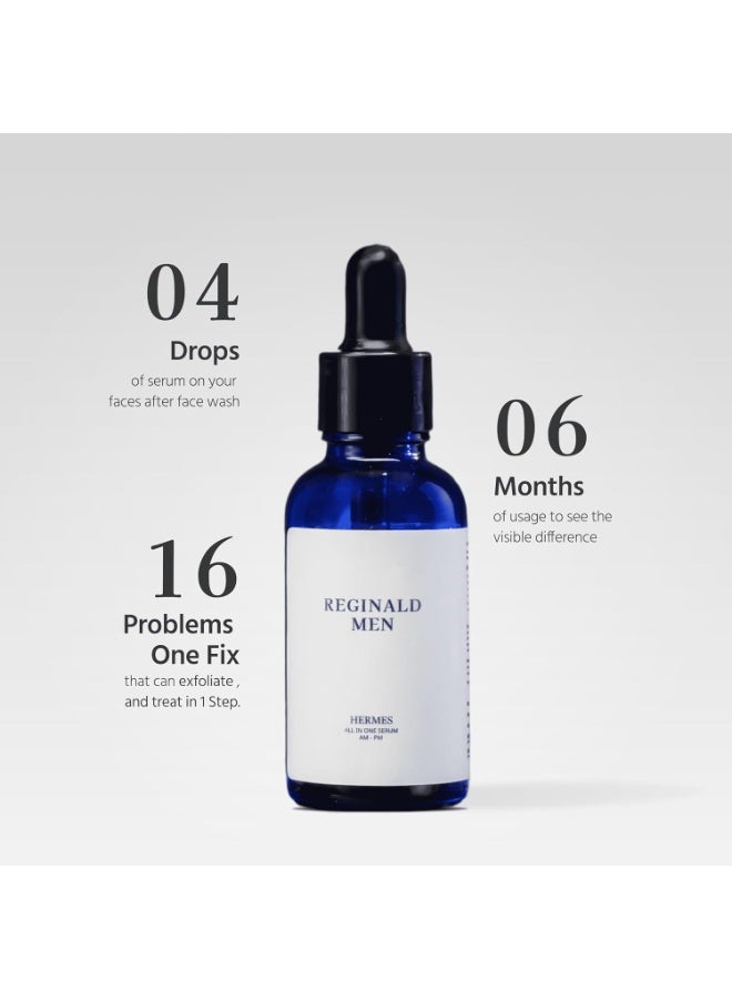 Reginald Men Hermes | All-in-One Serum for Skin & Beard Health | Multi-Functional Face & Beard Care | Hydrates, Nourishes & Strengthens | Clinically Proven Formula for Clear, Healthy Skin & Beard 30ml - Image 4