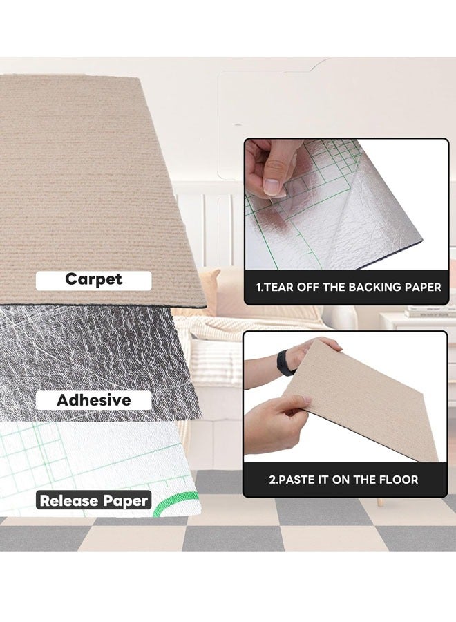 Optico Self Adhesive Carpet 12" x 12" Peel and Stick Soft Padded Carpet Tiles  Pile Height Square Carpet Floor Tile for Commercial Home Flooring Indoor Outdoor Carpet Tiles Peel and Stick, Squares Carpet Floor Tile - Image 3