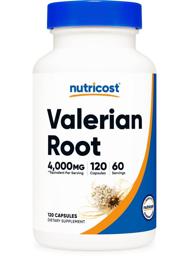 Nutricost Valerian Root Capsules (1000mg Per Serving) 120 Capsules - 4,000mg Equivalent Per Serving (4:1 Extract), Vegetarian Caps, Gluten Free, Non-GMO - Image 1