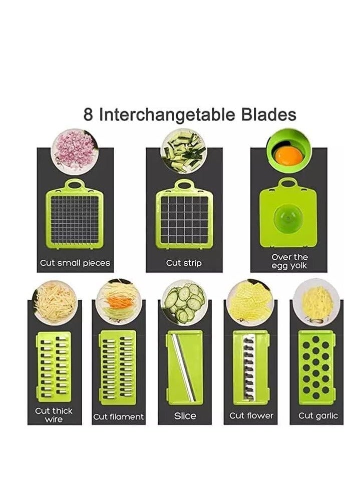 ELTRAZONE Vegetable Chopper Food Chopper Slicer Veggie Chopper Grater Multifunction with Handle Multi Blade Kitchen Food Vegetable Chopper Cutter with Container Drain Basket for Fruit Onion Potato - Image 5