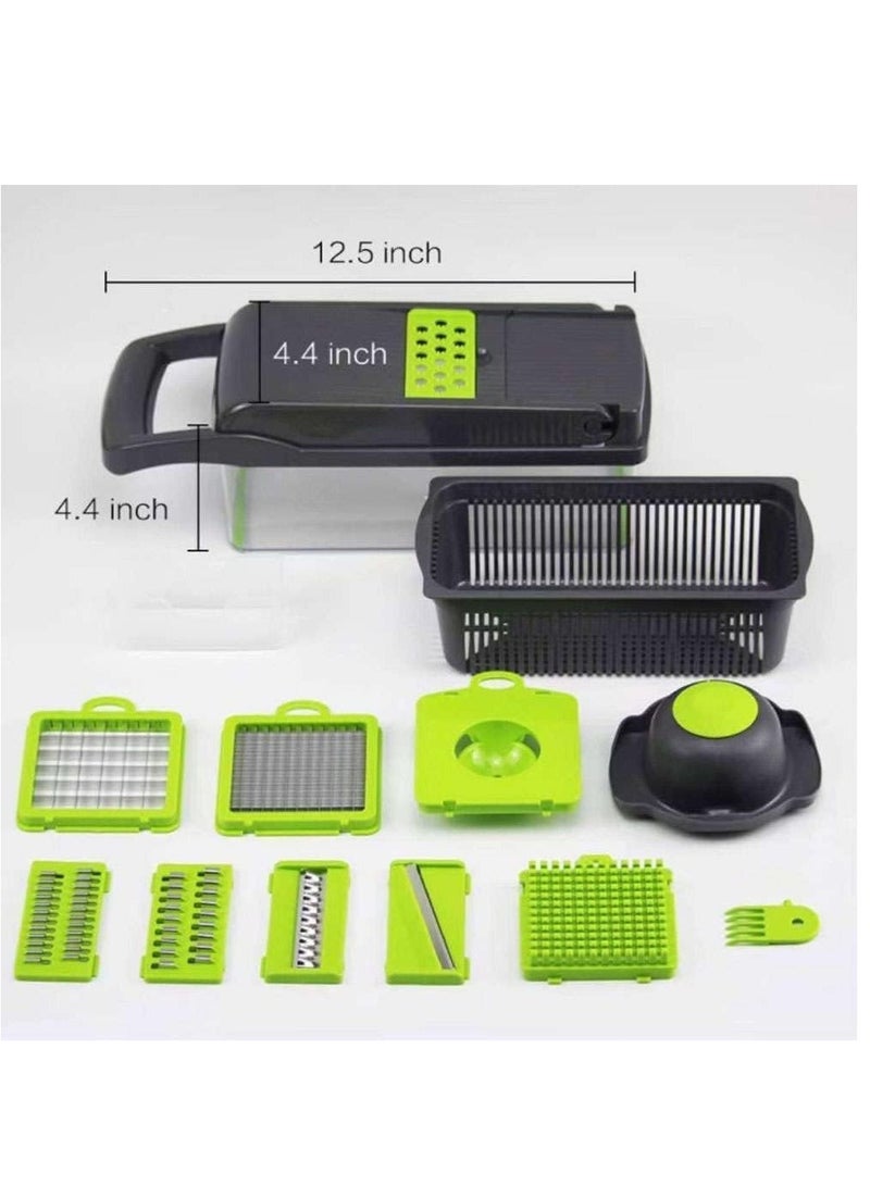 ELTRAZONE Vegetable Chopper Food Chopper Slicer Veggie Chopper Grater Multifunction with Handle Multi Blade Kitchen Food Vegetable Chopper Cutter with Container Drain Basket for Fruit Onion Potato - Image 2