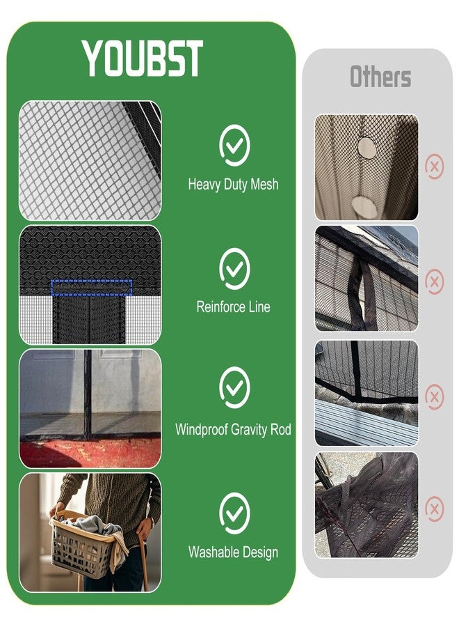 YOUBST Fly Screen for Balcony Door with Magnet, Fly Screen Door, No Drilling, Self-Closing, Robust Insect Protection with Velcro and Strong Magnets, Ideal for Patio Door and Living Room, 90 x 210 cm - Image 2