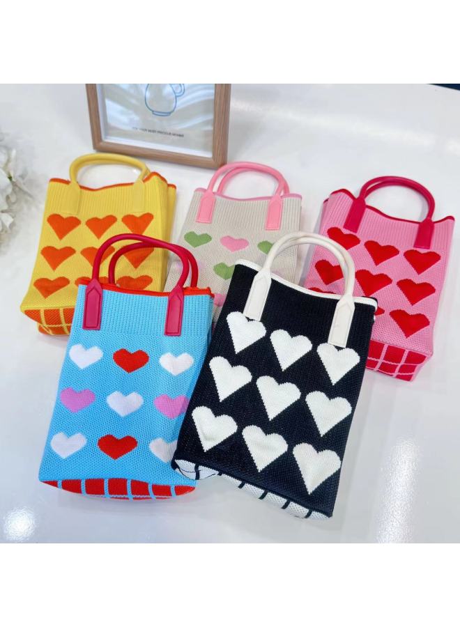 Handbag On Behalf Of Women's Knitted Mobile Phone Bag Internet Celebrity Love Bag Messenger Bag Mini Bag-Color:Bow Dog (handle + Shoulder Strap)  - Image 5