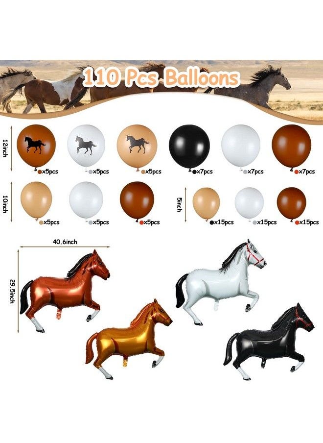 Zhanmai - 100 Pieces Horse Balloons Cowboy Party Decorations 40 Inches Horse Shaped Aluminum Foil Balloon Latex Balloons Horse Themed Garland Arch Kit For Birthday Baby Shower (Brown,Cowboy) - Image 1