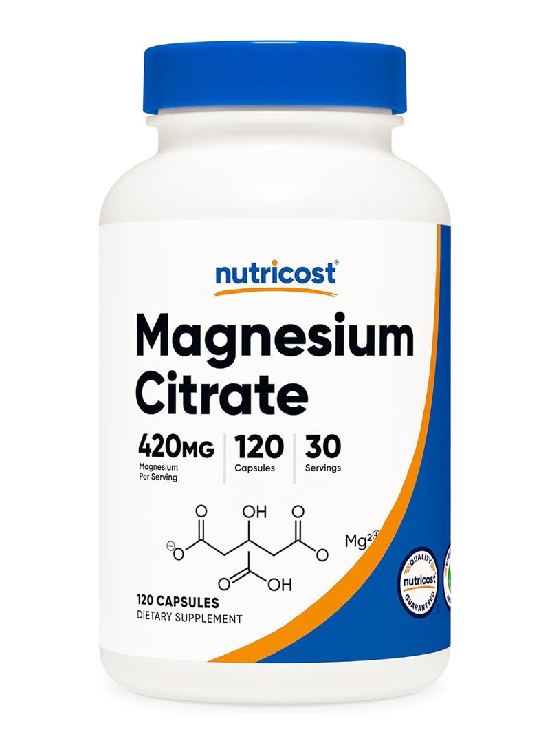 Nutricost - Magnesium Citrate 420 Mg 60 Servings 210 Mg Per Capsule 120 Vegetarian Capsules - Image 1