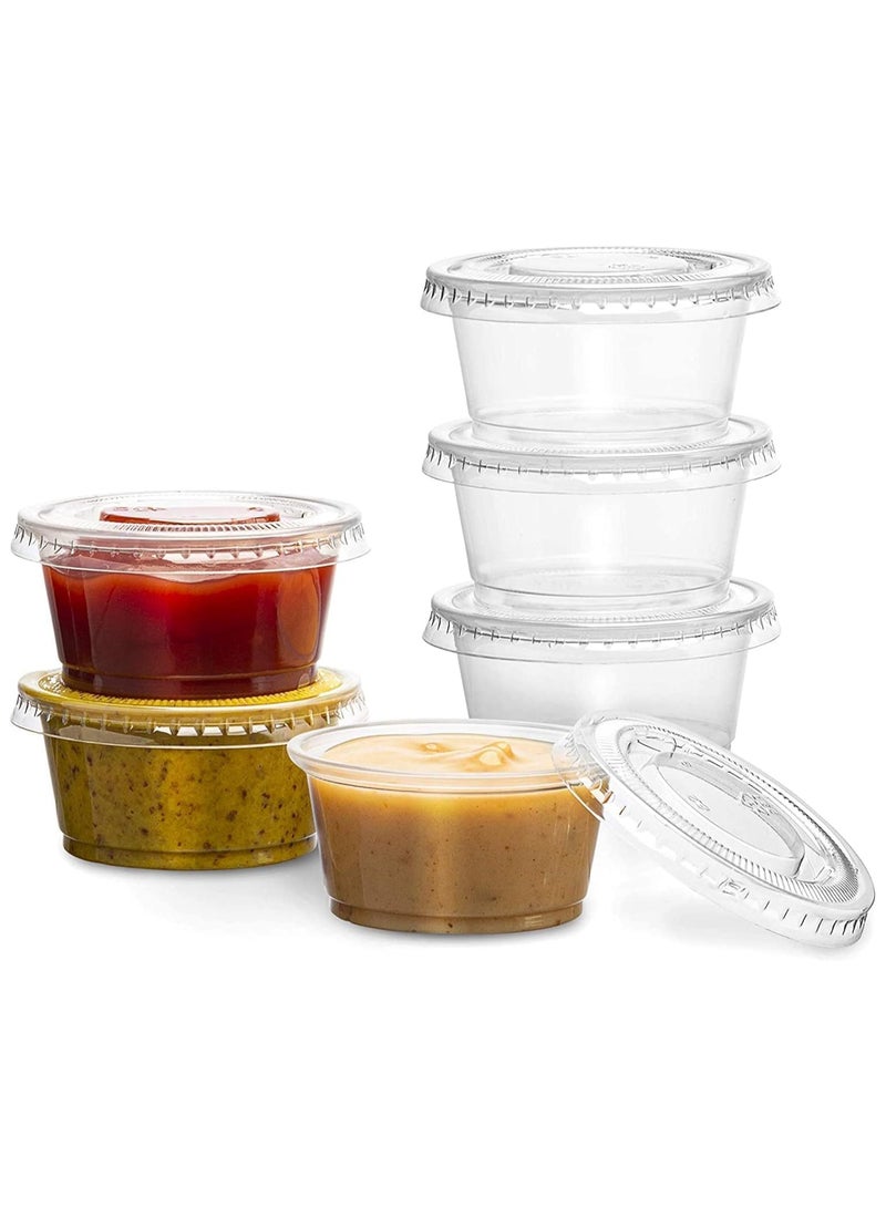 MARKQ [2000 Pack] 2 oz. Clear Plastic Disposable Portion Cups with Lids- Available in 1oz, 4oz- Souffle Cups, Medicine Cups - Image 3