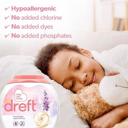 Dreft Laundry Detergent Pacs, Lightly Scented, Lavender, For Baby and Family, XL Pacs, 45 Count - Image 3