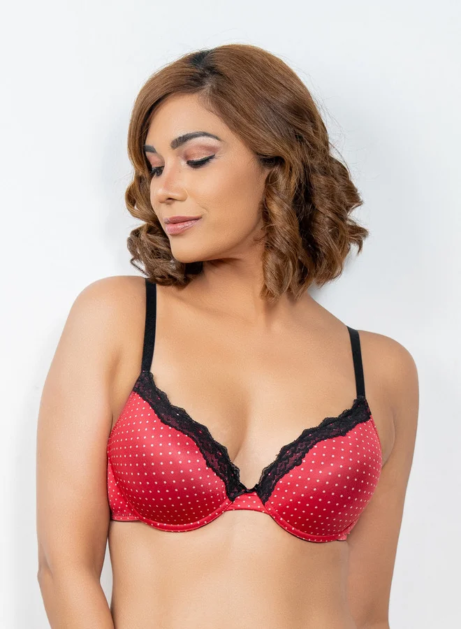Aadaraya Aadaraya Lace Detail A-frame Bra with Hook and Eye Closure