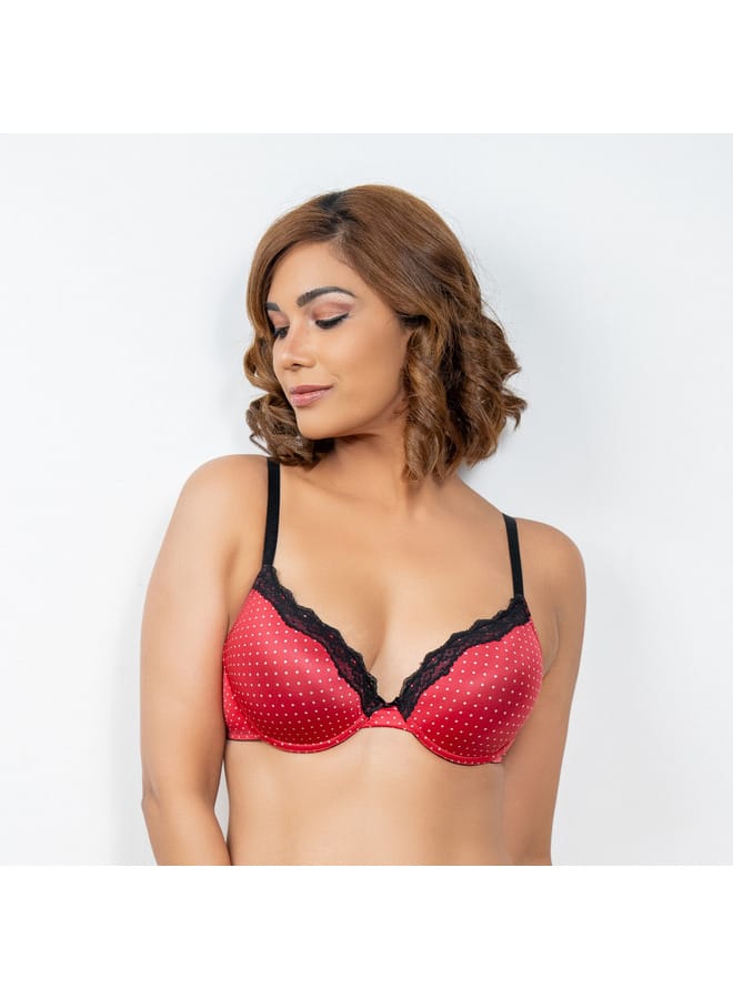 Aadaraya Aadaraya Lace Detail A-frame Bra with Hook and Eye Closure - Image 2