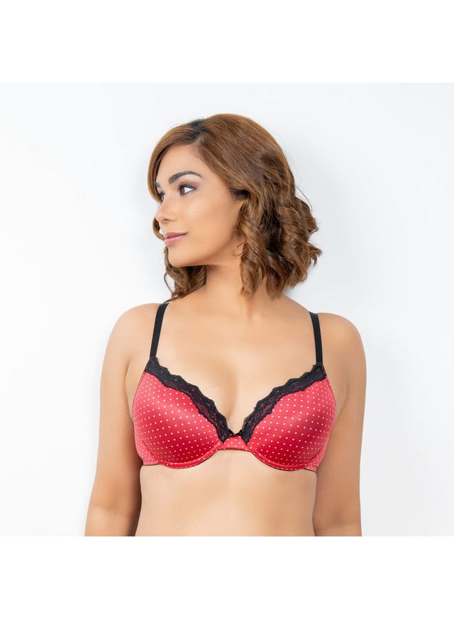 Aadaraya Aadaraya Lace Detail A-frame Bra with Hook and Eye Closure - Image 1