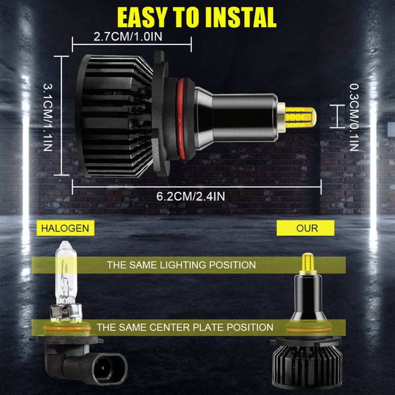 LED Headlights 9012: Unique 6-LED Chip Structure - Safe 6000K Cool White Beam for Nighttime Driving, Easy Plug-In Installation, IP65 Waterproof High Performance - Image 4