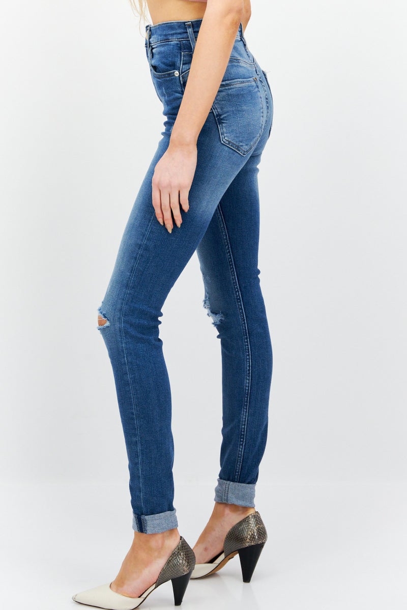 RIVER ISLAND Women High Rise Extra Long Inseam Skinny Jeans, Blue - Image 2