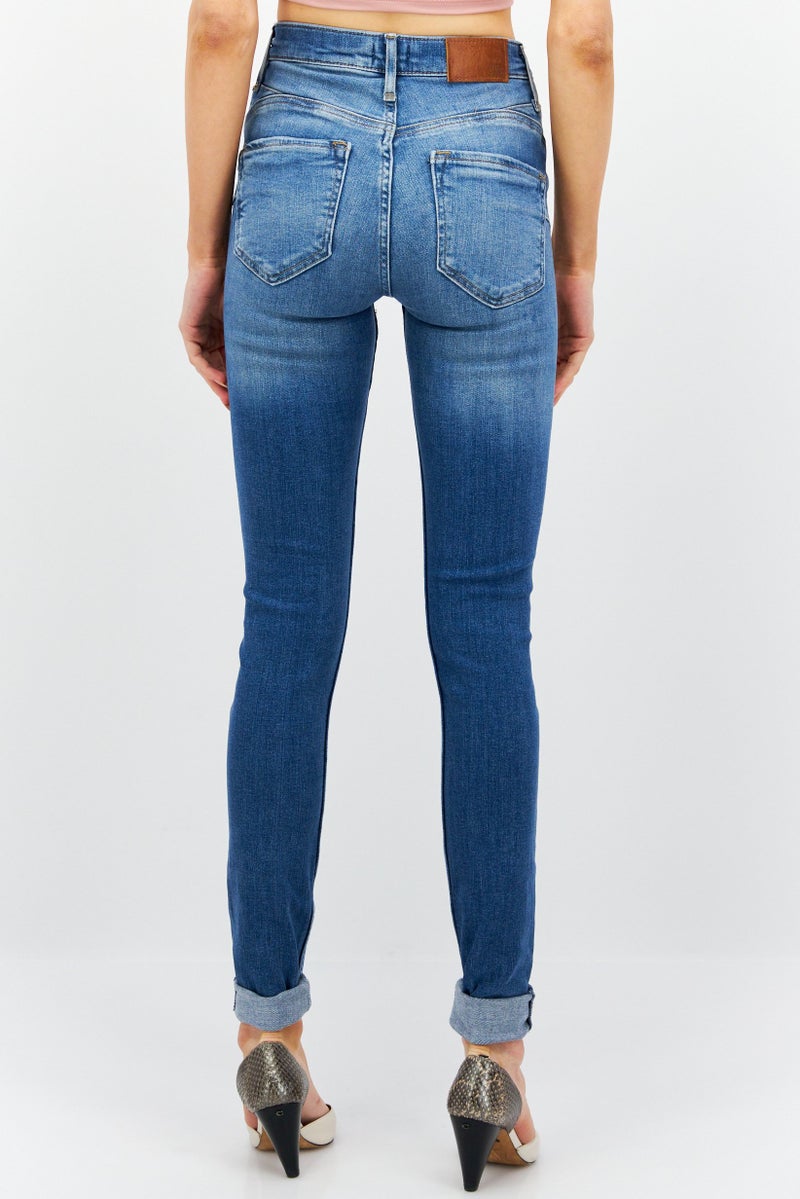 RIVER ISLAND Women High Rise Extra Long Inseam Skinny Jeans, Blue - Image 4