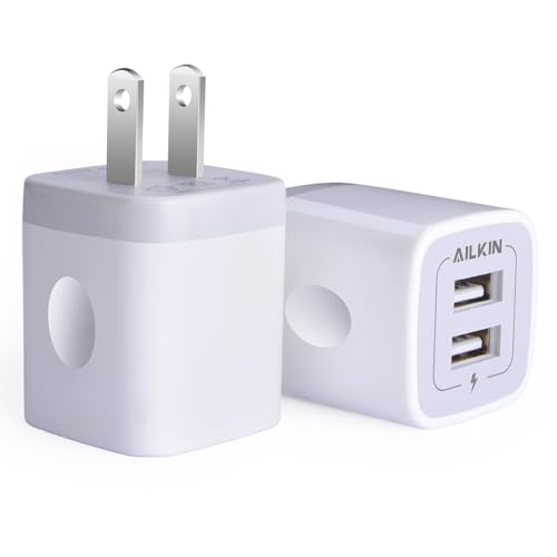 AILKIN USB Wall Charger, Charger Adapter, AILKIN 2-Pack 2.1A Dual Port Quick Plug Cube for iPhone 15 14 13 12 11 Pro Max 10 SE X XS Plus Samsung Galaxy S23 S22 S21 Power Block Fast Charging Box Brick - Image 1