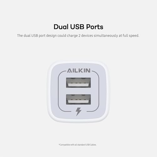 AILKIN USB Wall Charger, Charger Adapter, AILKIN 2-Pack 2.1A Dual Port Quick Plug Cube for iPhone 15 14 13 12 11 Pro Max 10 SE X XS Plus Samsung Galaxy S23 S22 S21 Power Block Fast Charging Box Brick - Image 3