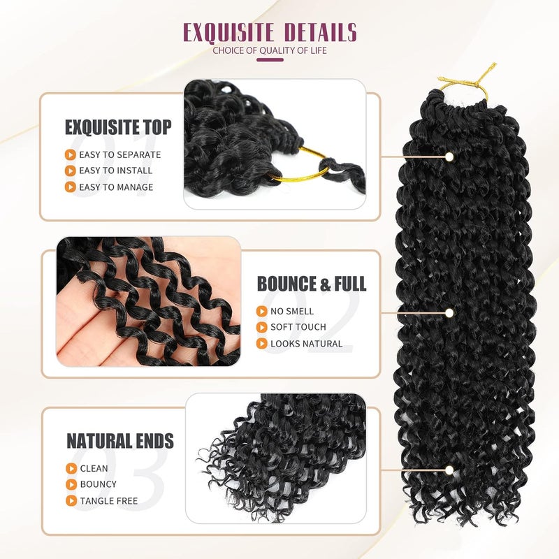 Dansama Passion Twist Hair Water Wave Braiding Hair for Butterfly Style Crochet Braids Bohemian Hair Extensions (12inch (Pack of 7), 1B) - Image 4