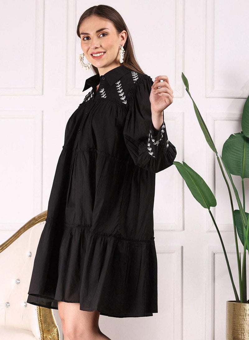 ISHIN Embroidered Tiered Dress  - Image 3