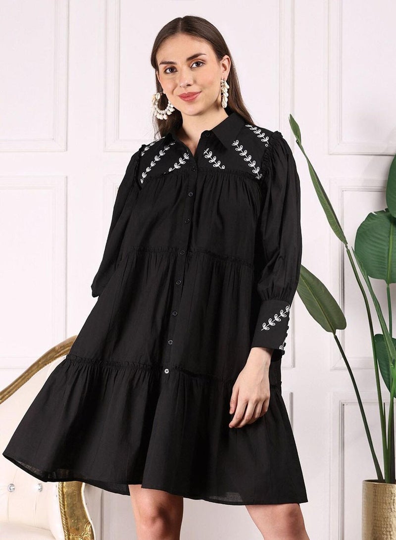 ISHIN Embroidered Tiered Dress  - Image 1