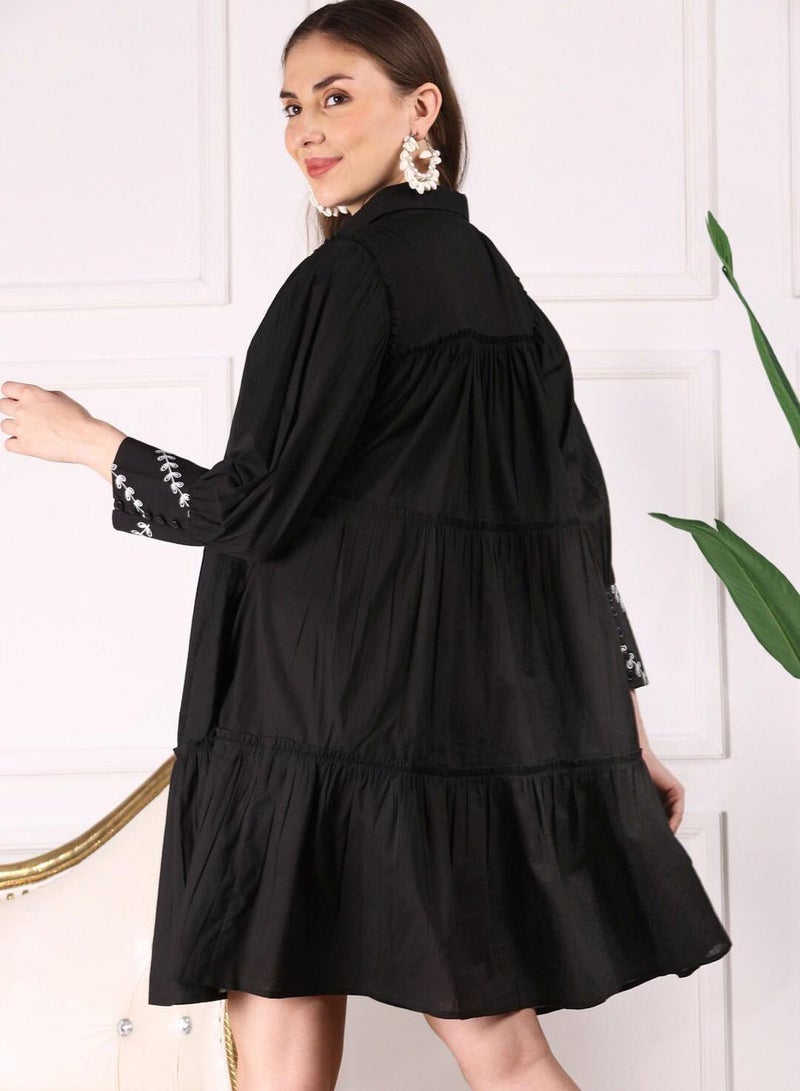 ISHIN Embroidered Tiered Dress  - Image 5