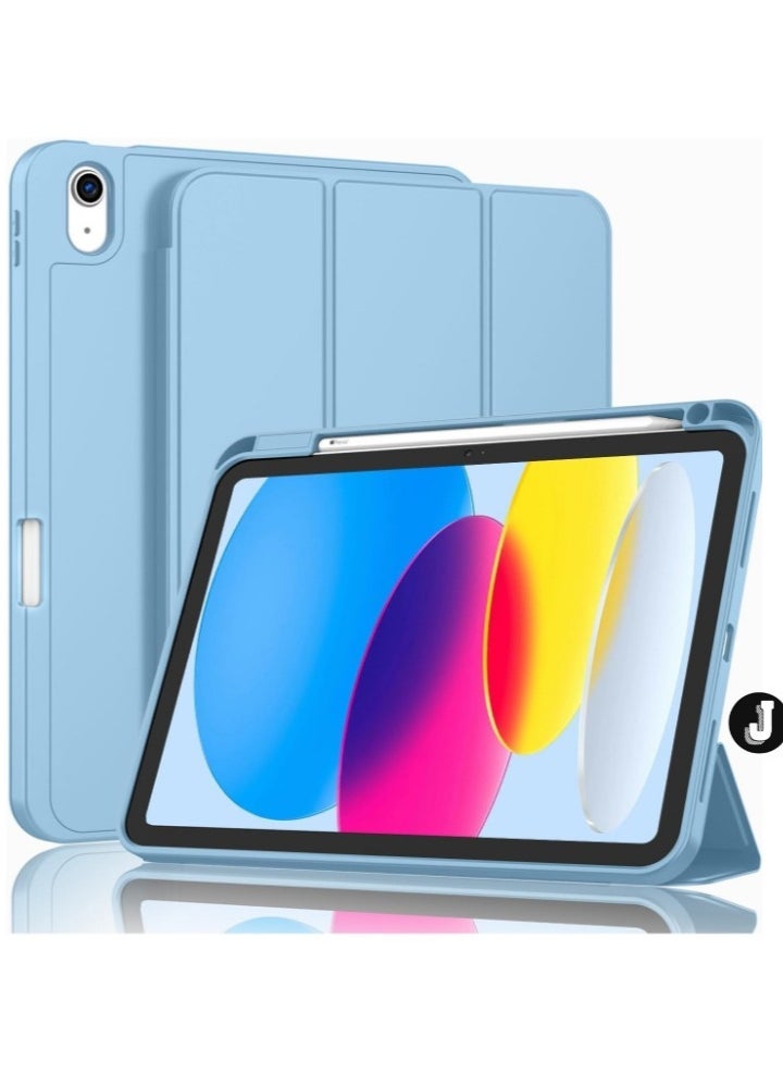 JAJEEK NEW iPad 10th Generation Case (10.9 Inch, 2022) – Smart Case with Pencil Holder, Soft TPU Back, Auto Wake/Sleep Support – Azure Blue - Image 1