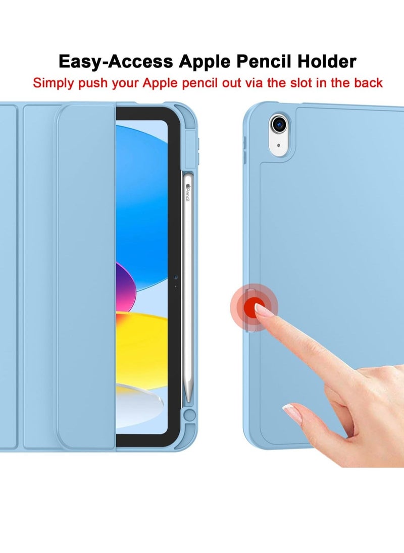 JAJEEK NEW iPad 10th Generation Case (10.9 Inch, 2022) – Smart Case with Pencil Holder, Soft TPU Back, Auto Wake/Sleep Support – Azure Blue - Image 4